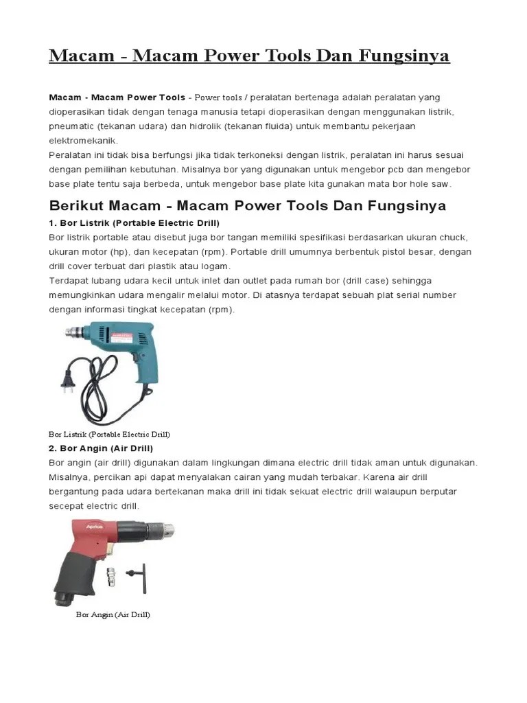 Macam Macam Alat Power Tools Dan Fungsinya – Nasi