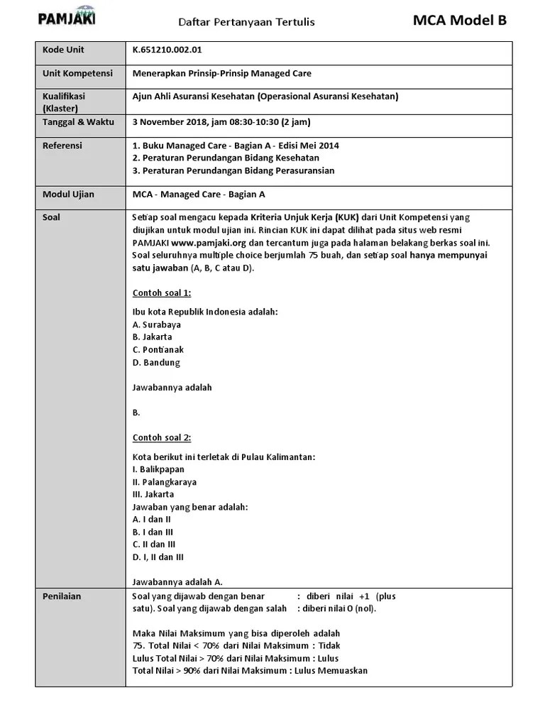 Sampai saat ini koperasi simpan pinjam masih menjadi tujuan utama bagi banyak masyarakat yang ingin meminjam dana. Soal Mca 2018 11 Word Pdf