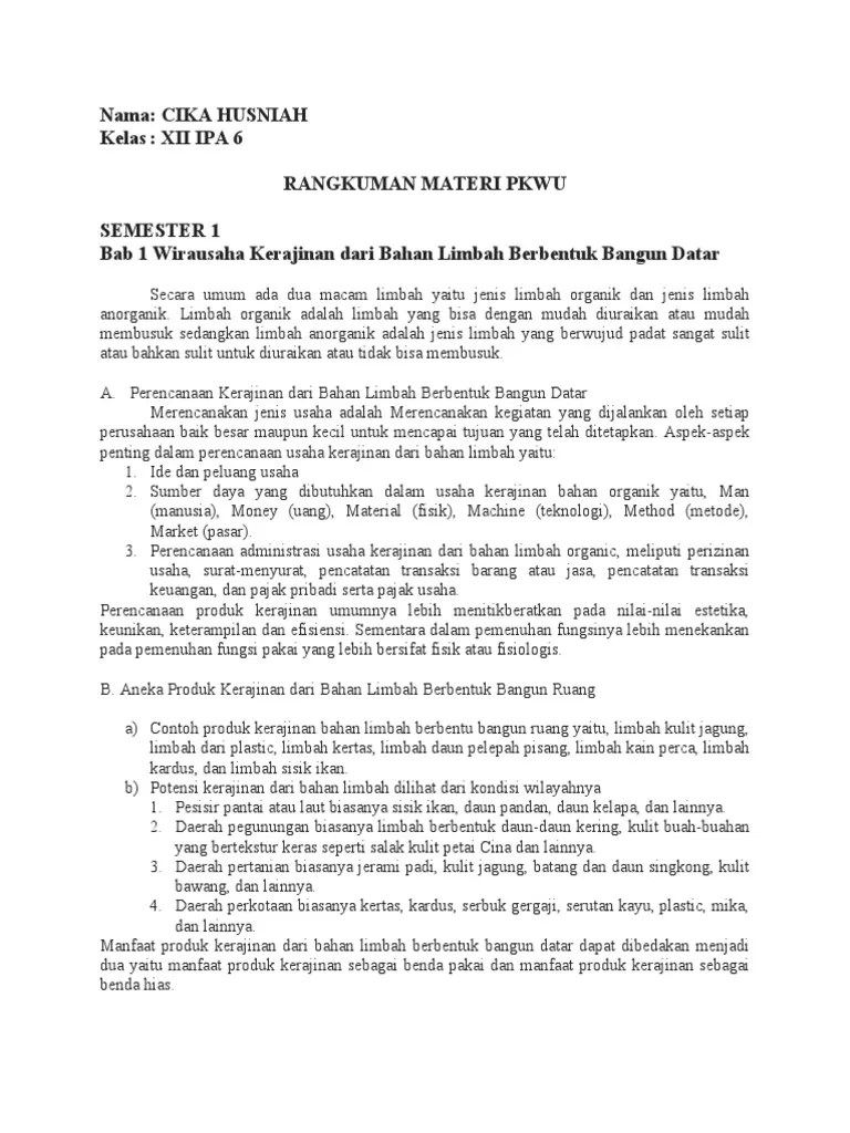 View makalah kerajinan dari bahan limbah berbentuk bangun datar.docx from 45 45 at makassar &#x27;45 university. Rangkuman Materi Pkwu Kelas 11 Pdf