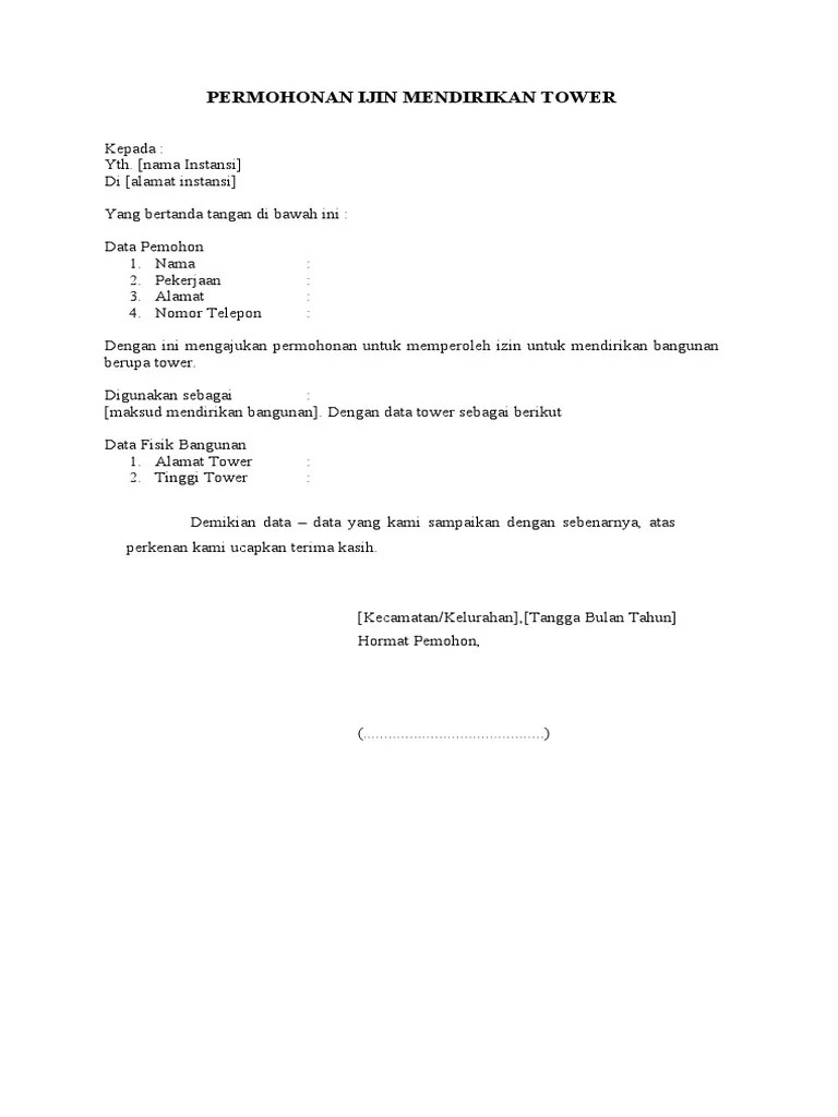 Contoh Format Surat Penyanding Tower | PDF