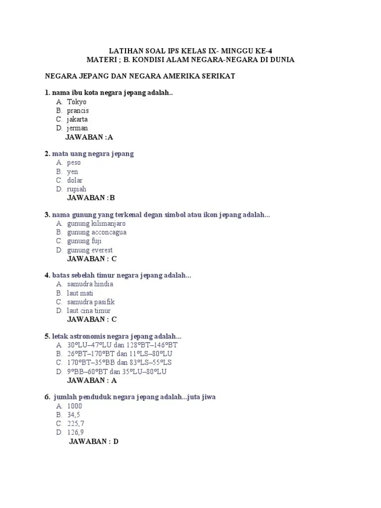 Soal Ips Kls 9 Materi Negara Jepang – Beinyu.com