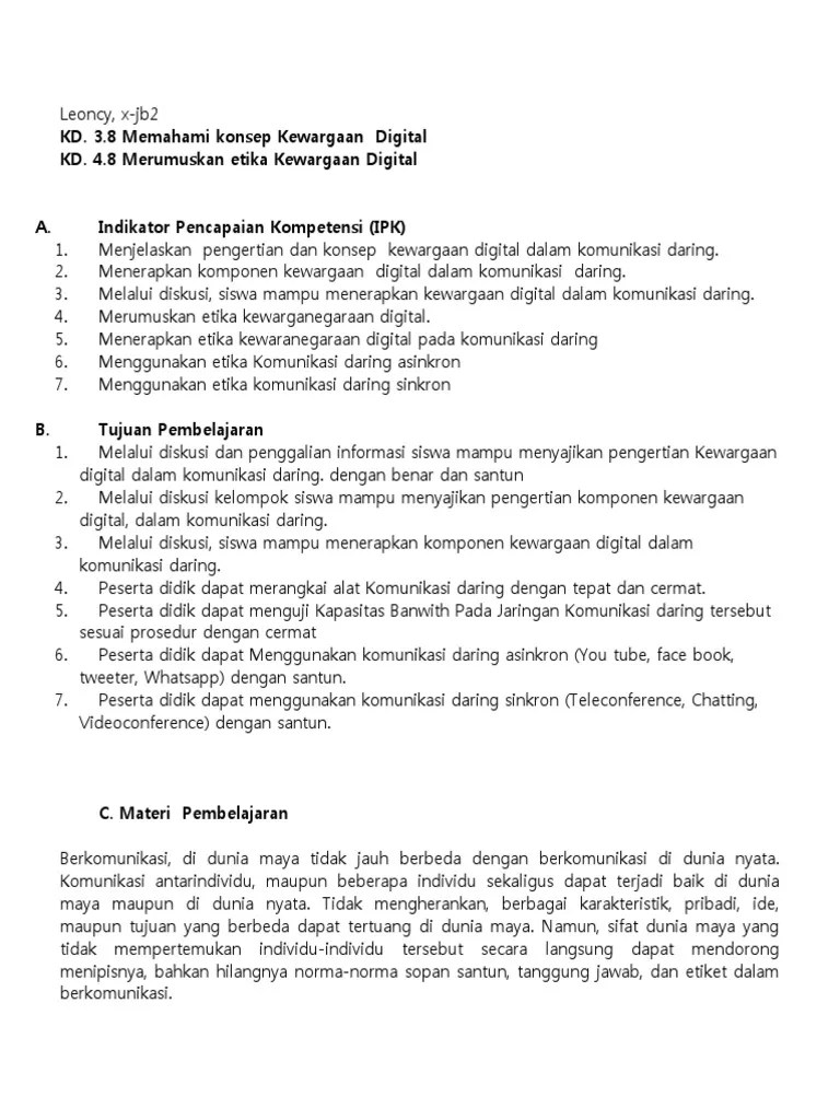 Kewargaan digital adalah konsep yang dapat digunakan untuk memberikan pengetahuan mengenai . Materi 8 Simdiq Pdf
