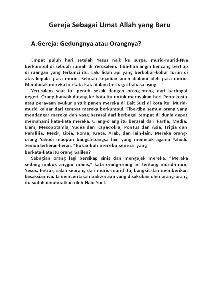 Kls 9 - Gereja Sebagai Umat Allah Yang Baru | PDF