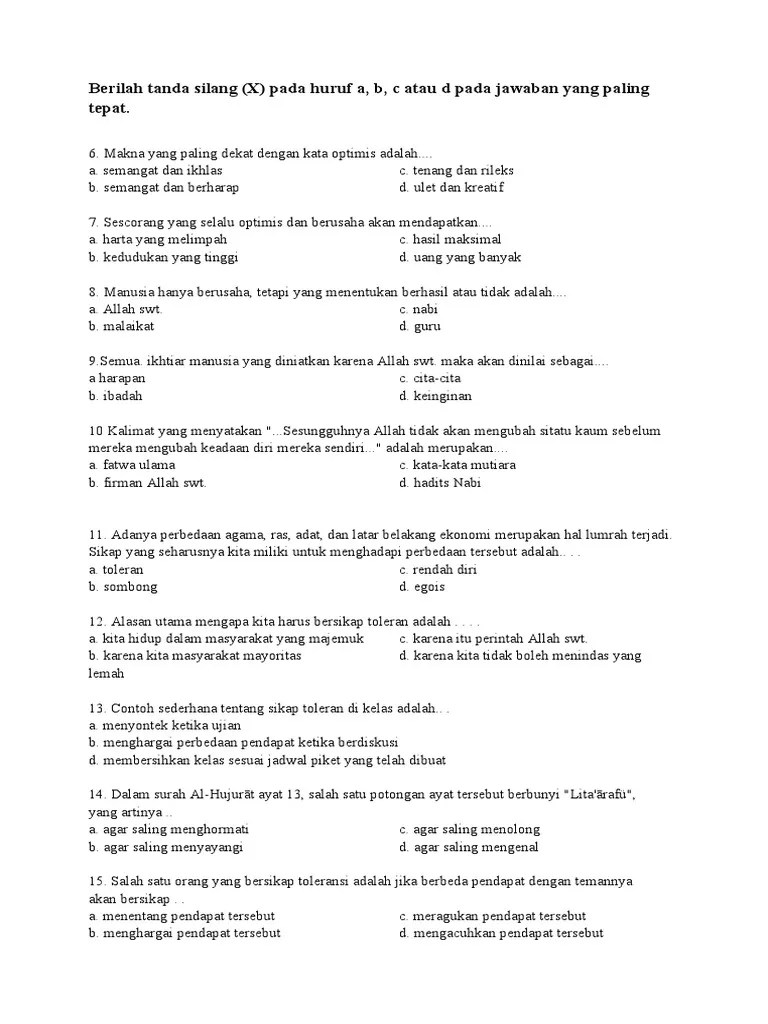 Soal Pilgan Pai 2 | PDF