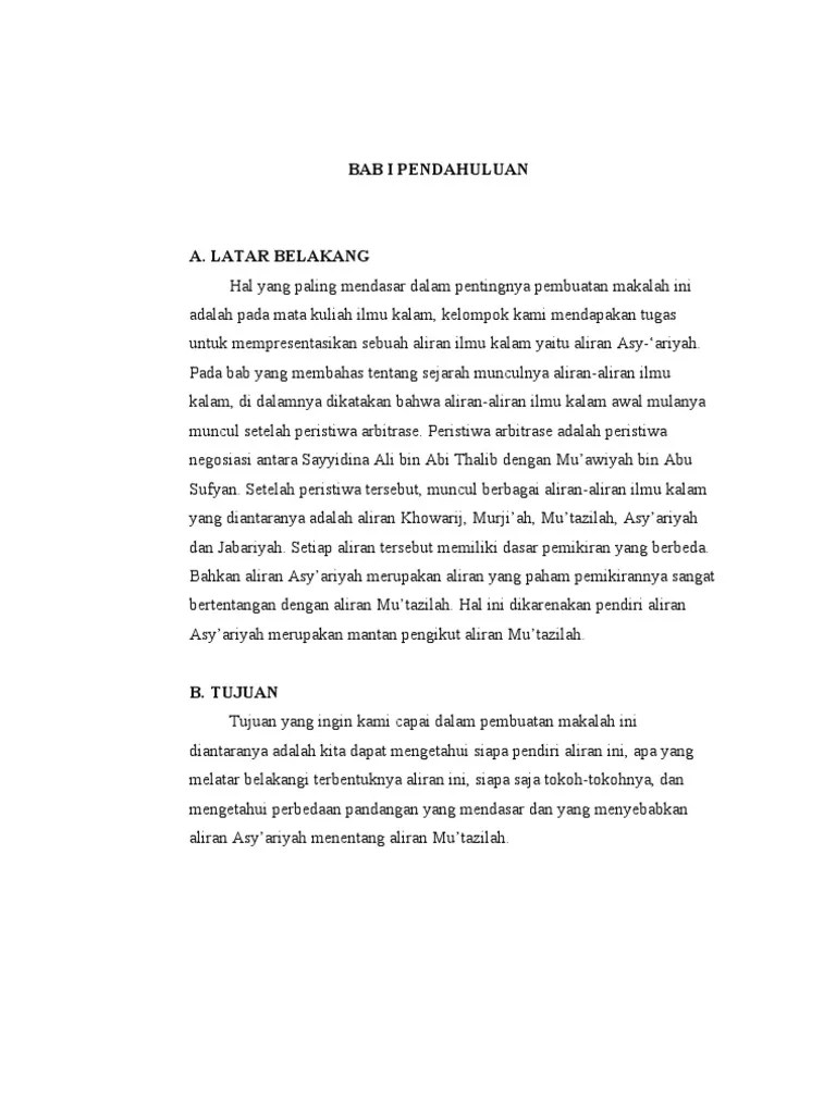 Makalah Ilmu Kalam Aliran Asyariyah - Contoh Makalah