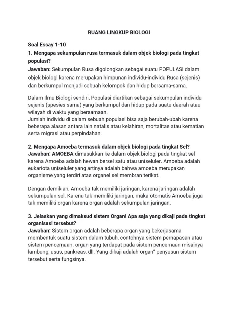 Ruang Lingkup Biologi | PDF