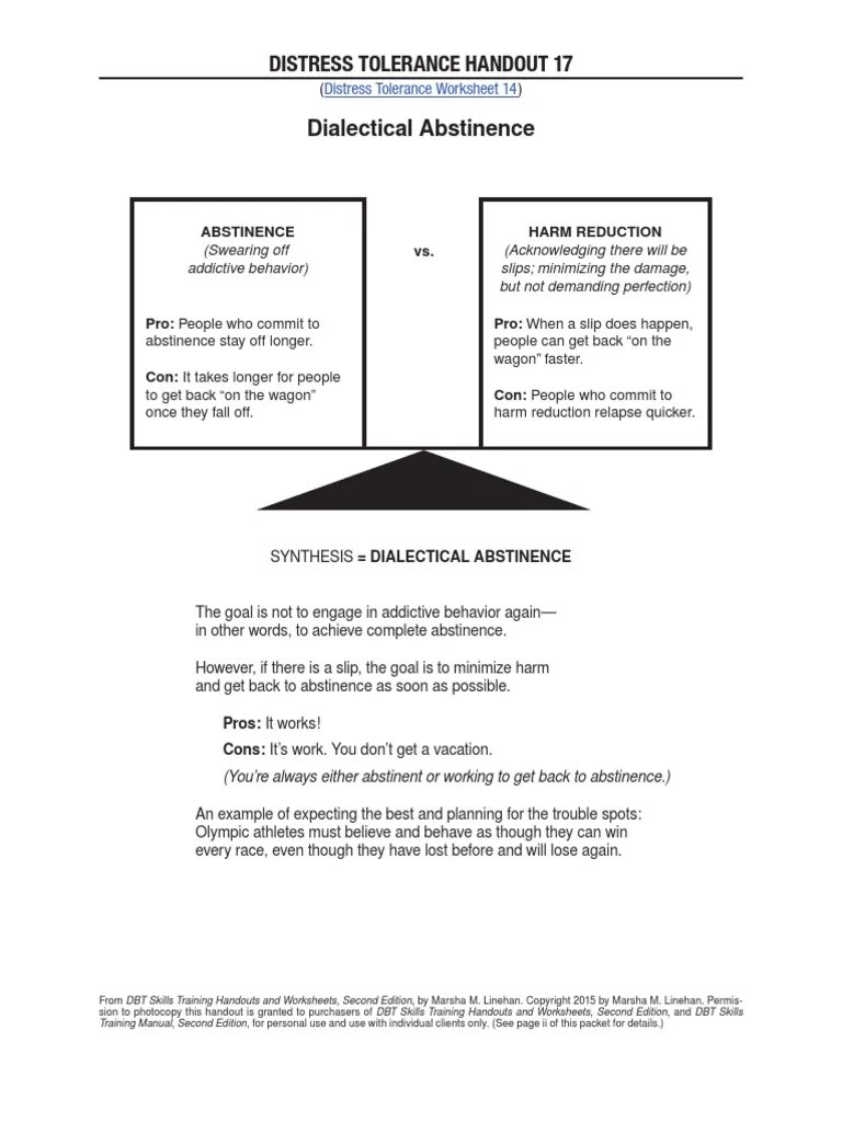 distress tolerance worksheet pdf dialectical behavior therapy social psychology