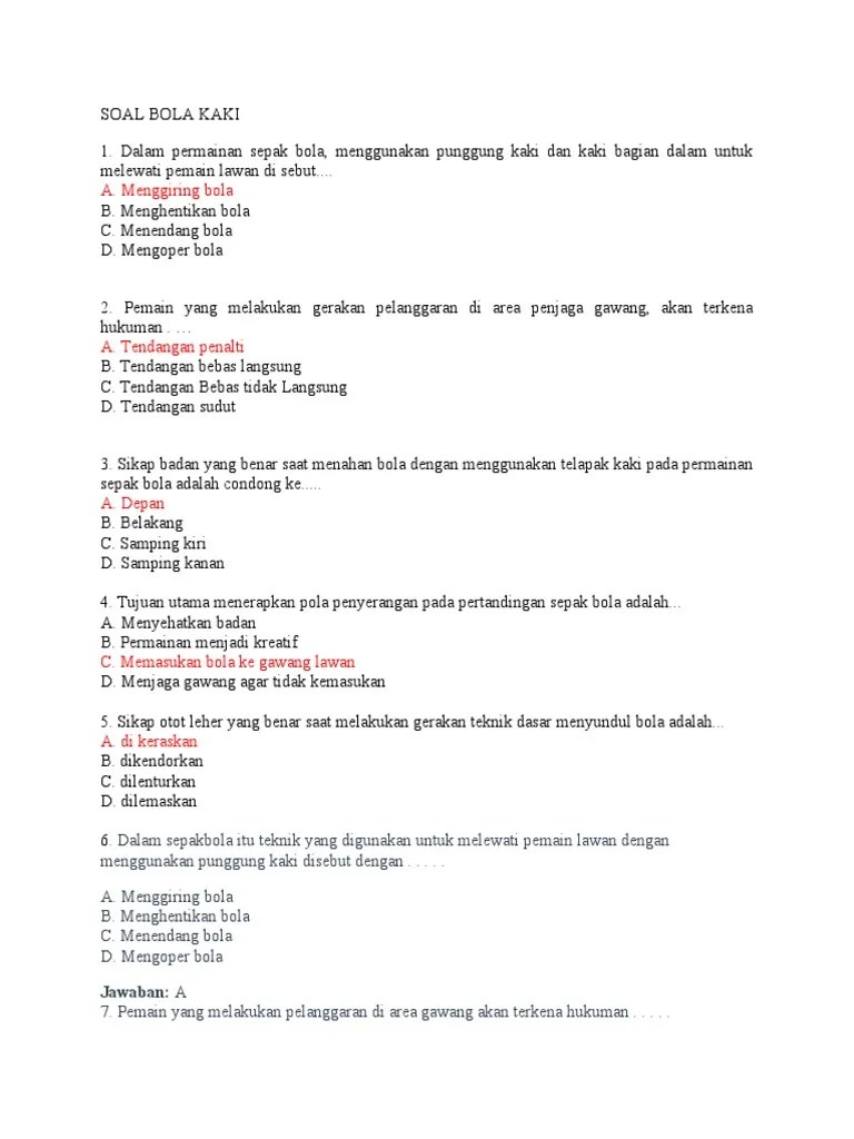 sikap kedua lutut yang benar saat persiapan u ntuk melakukan teknik dasar menyundul b ola adalah. Soal Bola Kaki Pdf