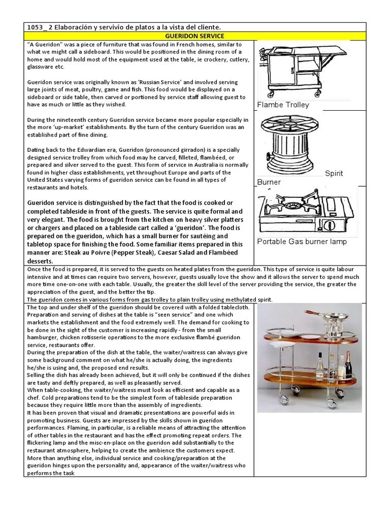 Gueridon Service 1 | PDF | Waiting Staff | Tableware