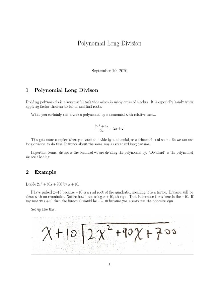 polynomial long division pdf factorization polynomial