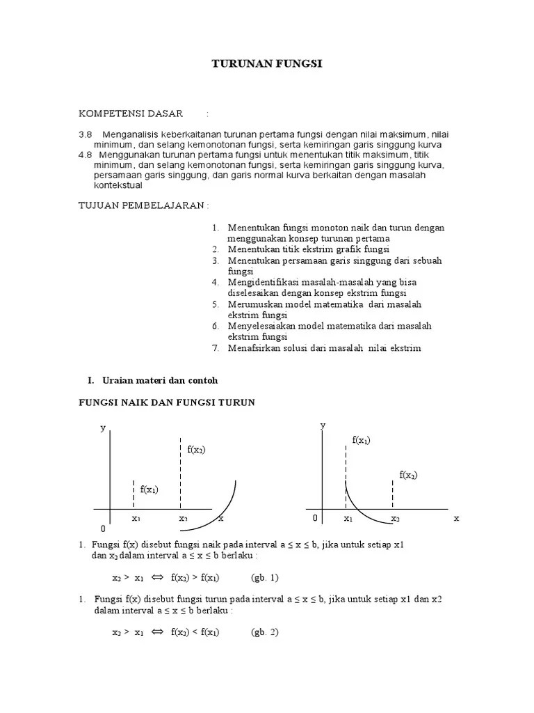 Materi Titik Stasioner, Fungsi Naik, Fungsi Turun | PDF