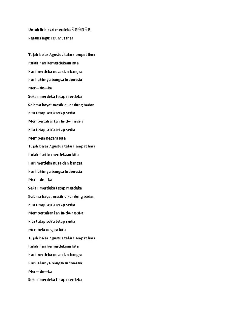 Lirik Lagu 17 Agustus 1945 | PDF