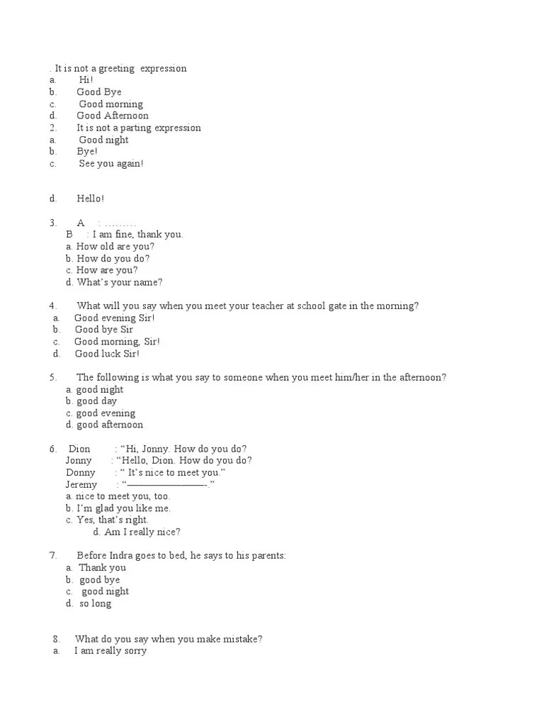 Soal Greeting Kelas 7 | PDF