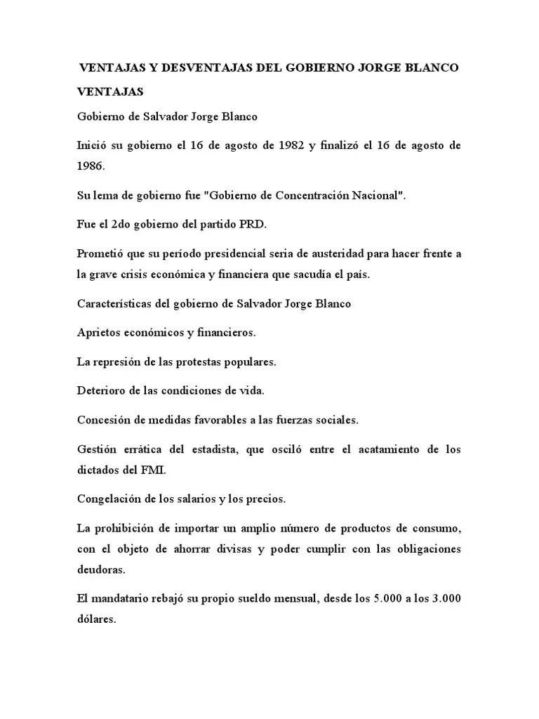 Medidas Del Gobierno De Salvador Jorge Blanco / Gobierno De Jorge Blanco By Ezequiel Bautista - Juli 1926 in santiago de los caballeros;