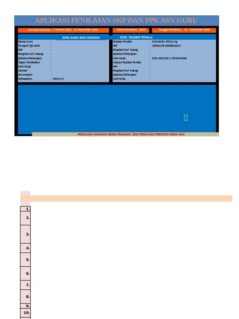 Skp adalah beban kerja yang harus dicapai atau dipenuhi oleh pns guru yang mengemban tugas tambahan lain dalam waktu. Format Skp Baru Asn Guru Tahun 2020 Edit Pdf
