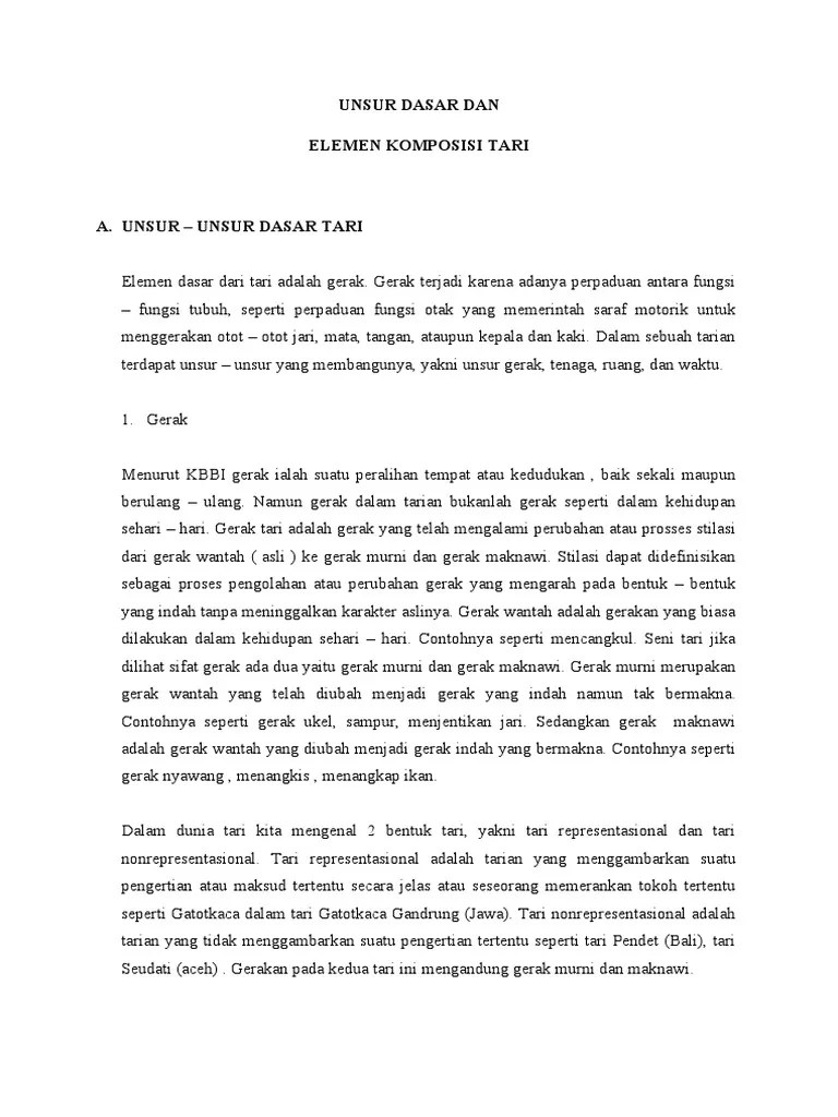 Unsur Dasar &amp; Elemen Komposisi Tari | PDF