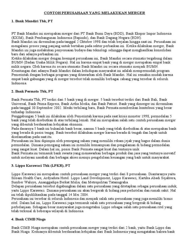 Contoh Soal Akuisisi Antar Perusahaan