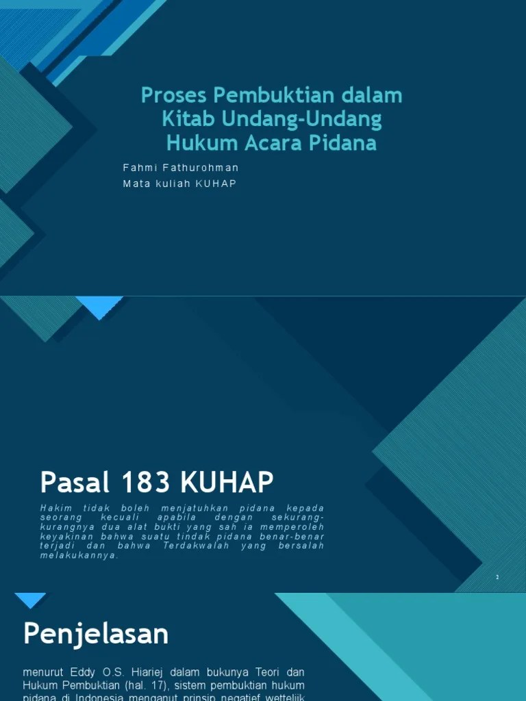 Proses Pembuktian Dalam Kitab Undang-Undang Hukum Acara Pidana | PDF