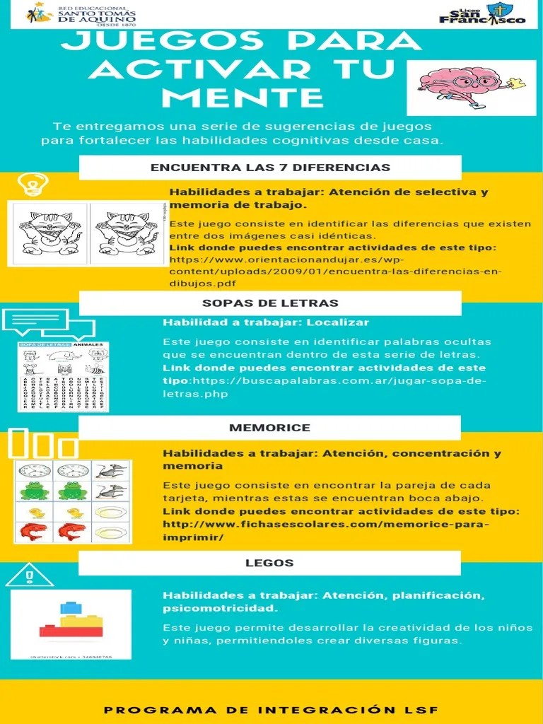 Que trabajan diferentes funciones cognitivas (p.ej., memoria, expresión verbal. Juegos Para Activar Tu Mente Pdf Memoria Evaluacion Neuropsicologica