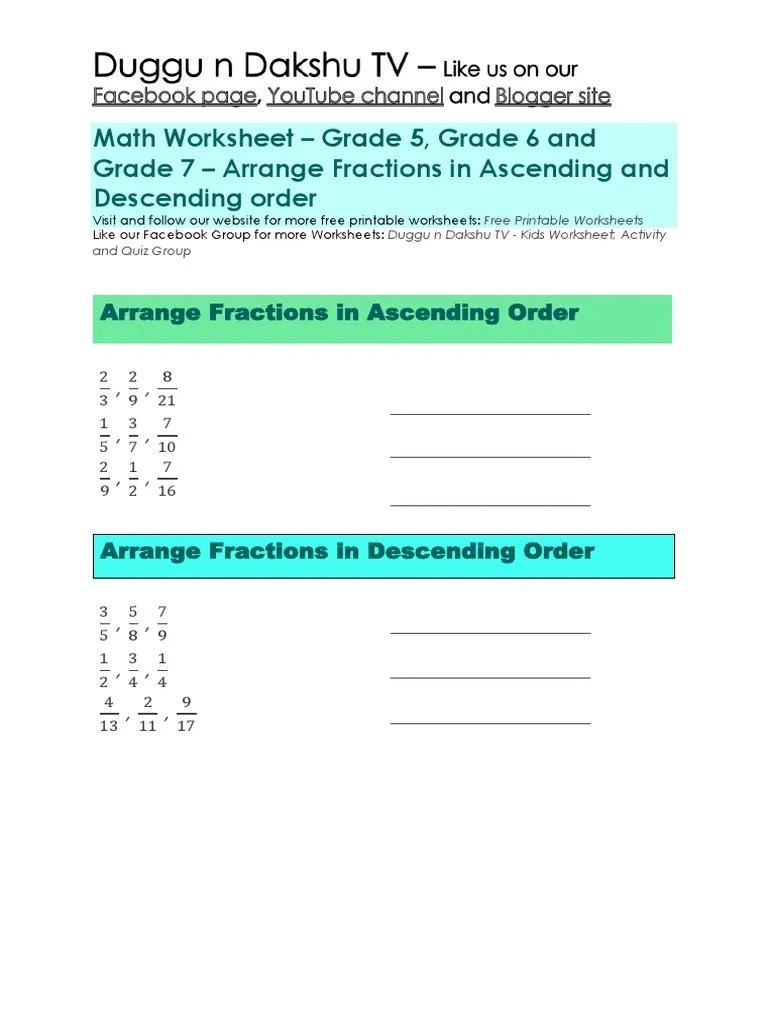 On comparing the denominators, we get: What Is Ascending Order In Maths