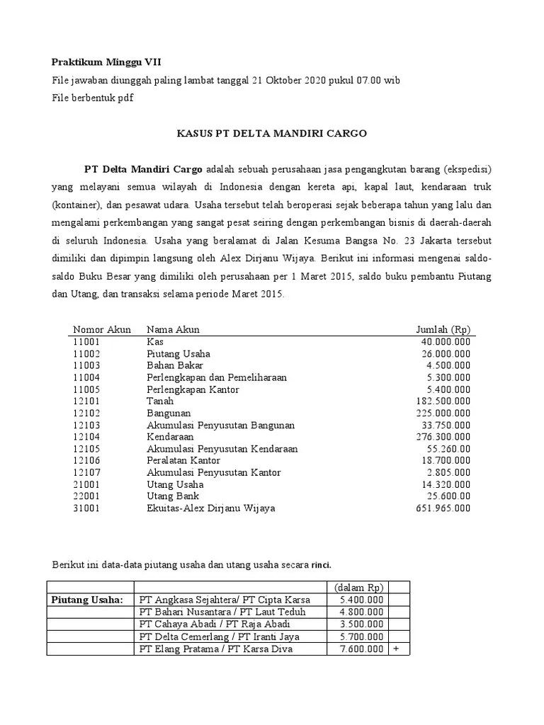 Contoh informasi tambahan yang seharusnya sia sediakan:. Soal Jasa Pt Cargo S D Ns Pdf