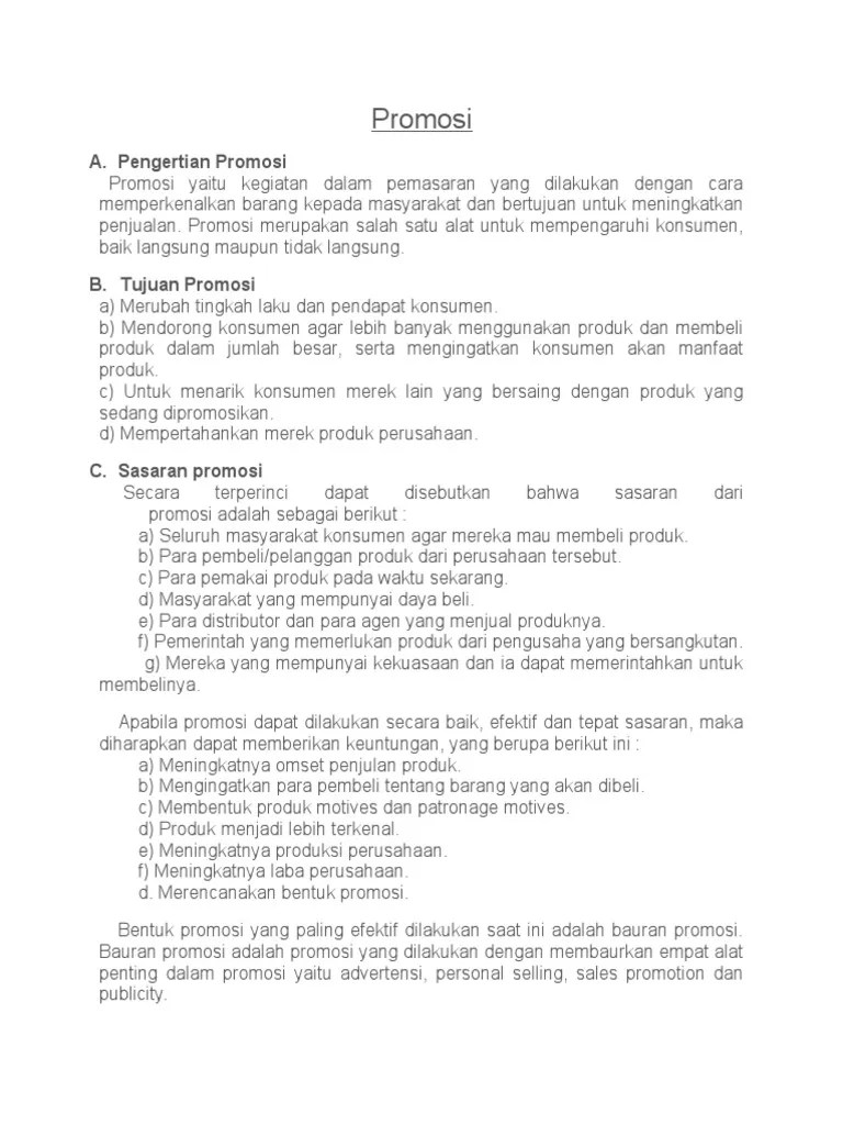 Materi Pkwu Promosi | PDF