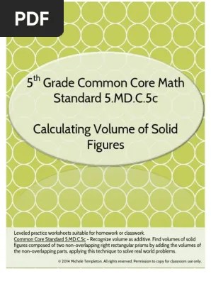 Find volumes of solid figures . 5 Grade Common Core Math Standard 5 Md C 5c Calculating Volume Of Solid Figures Pdf Volume Teaching Mathematics