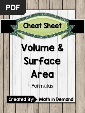 2(length × width + length. Cheat Sheet Volume Surface Area Pdf