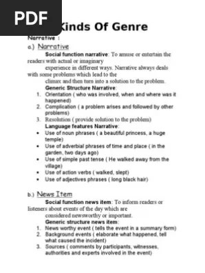 Kinds of Genre | PDF | Verb | Adjective