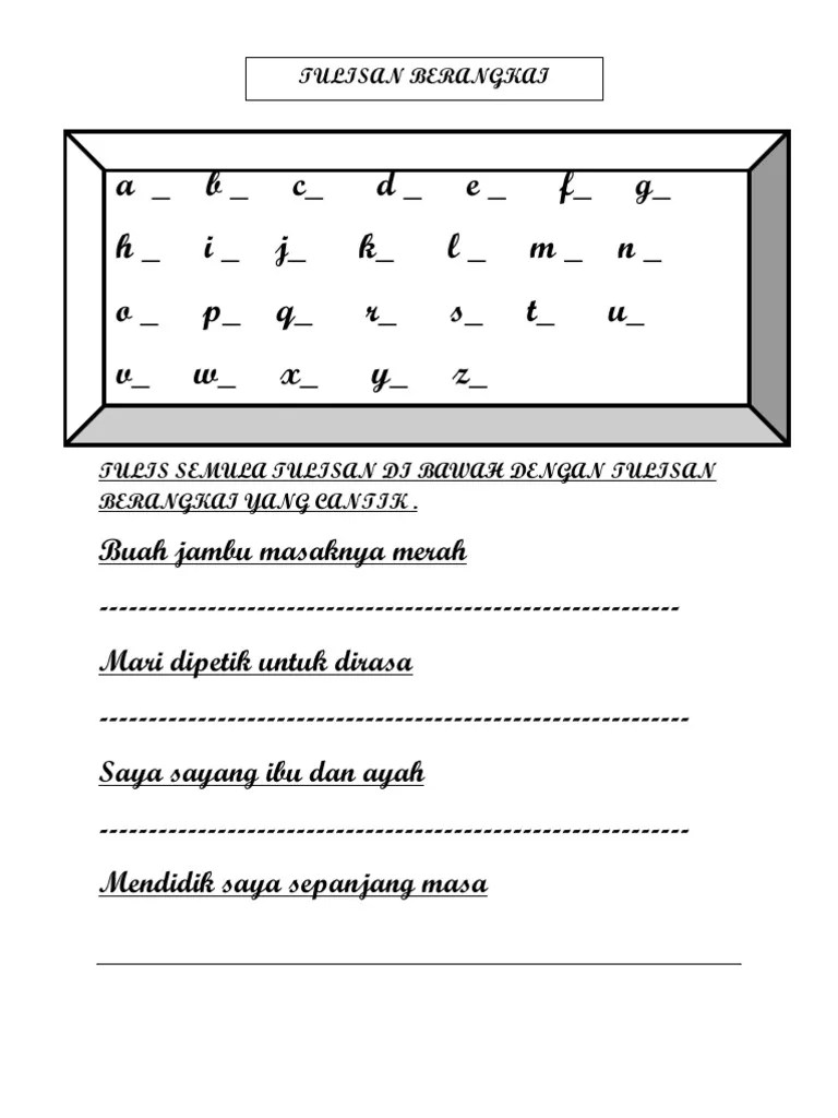 Rancangan pengajaran harian tahun 4 (pengajaran kemahiran menulis) tarikh / hari. Tulisan Berangkai Pdf