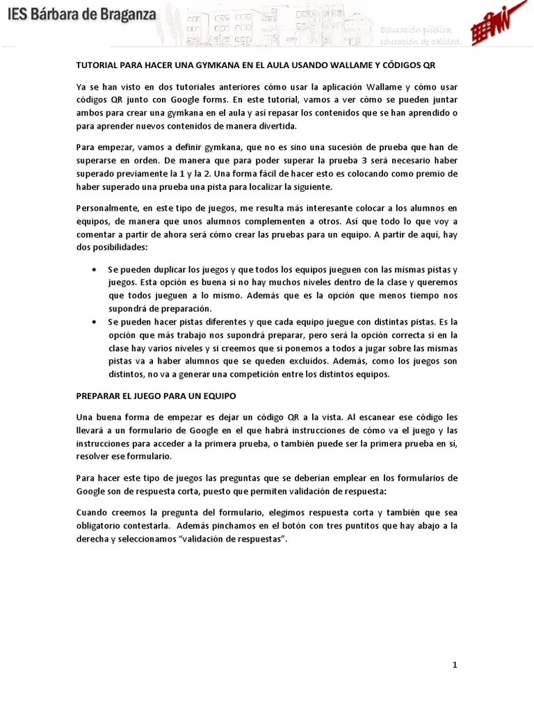 Integrantes del grupo, sillas y dibujos. Gymkana Con Wallame Y Qr Pdf Codigo Qr Informatica