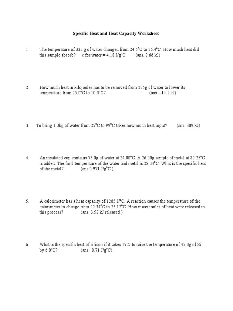 The cut's fitness columnist maggie lange spoke with experts about how they keep cool while exercising in summer temps. Heat And Heat Capacity Worksheet Answers Pdf Pdf Precipitation Chemistry Heat