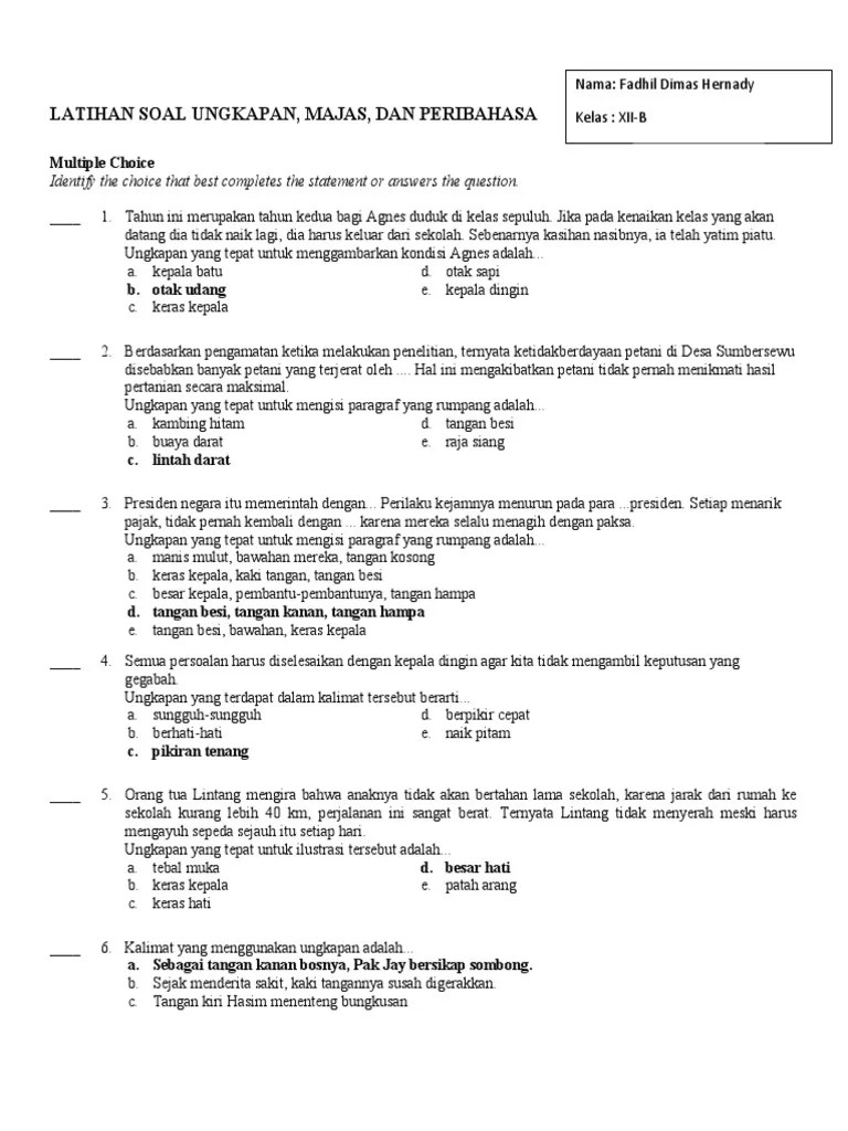 Latihan Majas, Ungkapan, Peribahasa - 12 | PDF