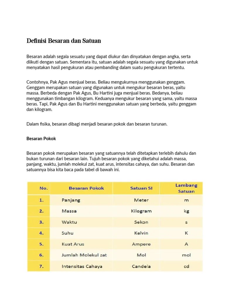 Besaran Dan Satuan | PDF
