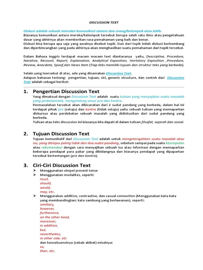 DISCUSSION TEXT - Penjelasan | PDF