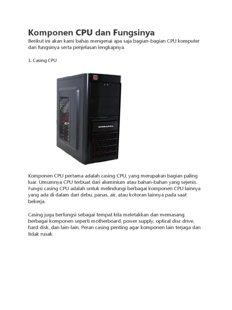 Komponen CPU Dan Fungsinya | PDF