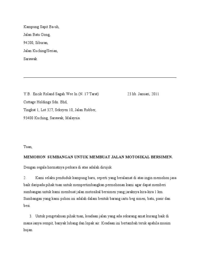Contoh surat himbauan informasi seputar dunia militer dan. Contoh Surat Rasmi Permohonan Jalan Raya - Rasmi X