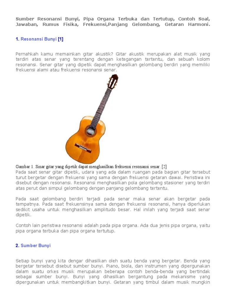 Sumber Resonansi Bunyi Pipa Organa | PDF