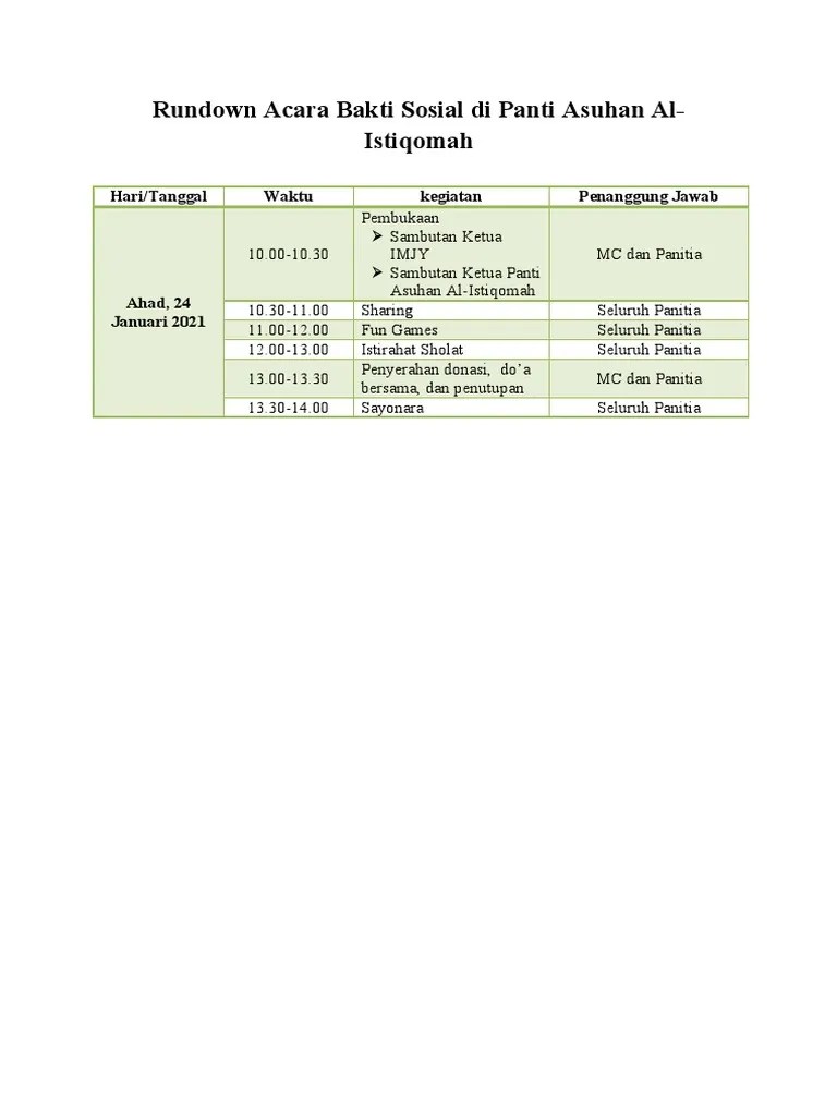Rundown Acara Bakti Sosial | PDF