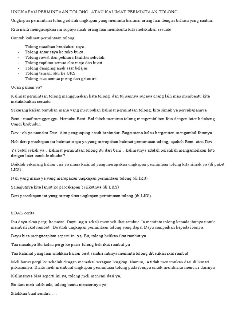 Ungkapan Permintaan Tolong Atau Kalimat Permintaan Tolong | PDF