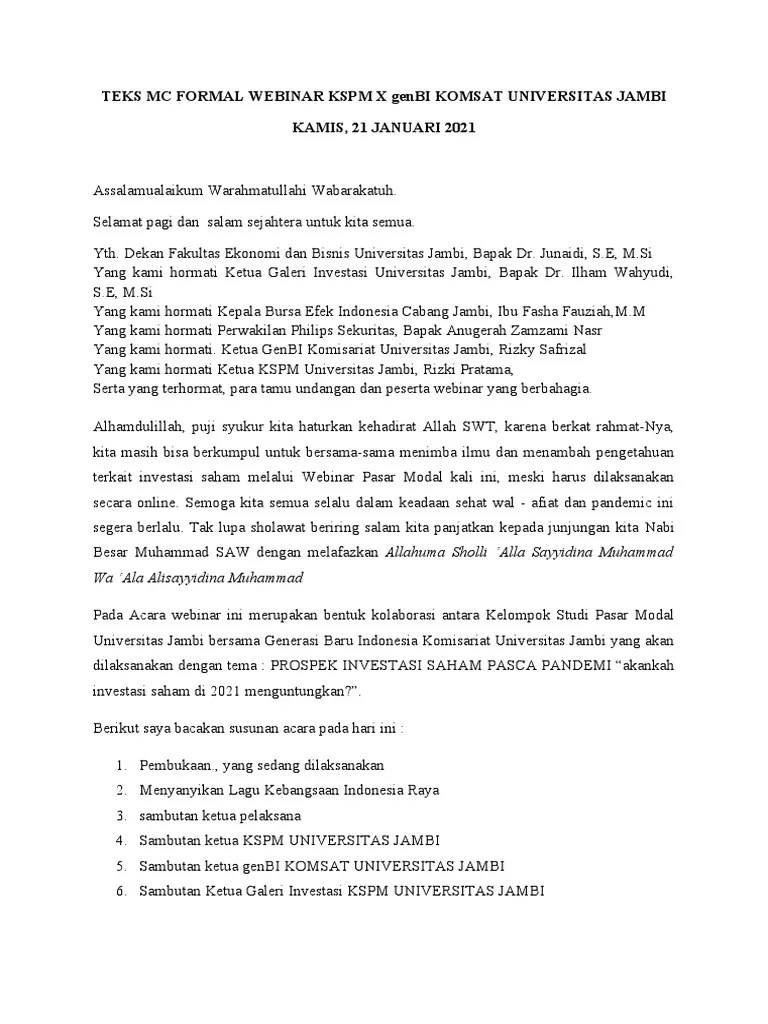TEKS MC FORMAL WEBINAR KSPM X genBI KOMSAT UNJA | PDF