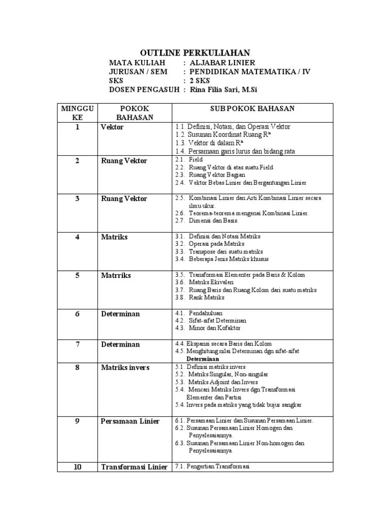 Outline Perkuliahan | PDF