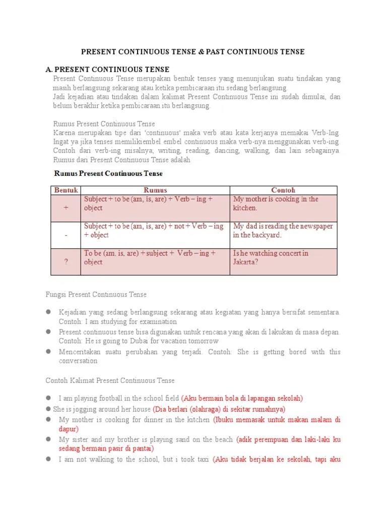 Present Continuous Tense &amp; Past Continuous Tense | PDF