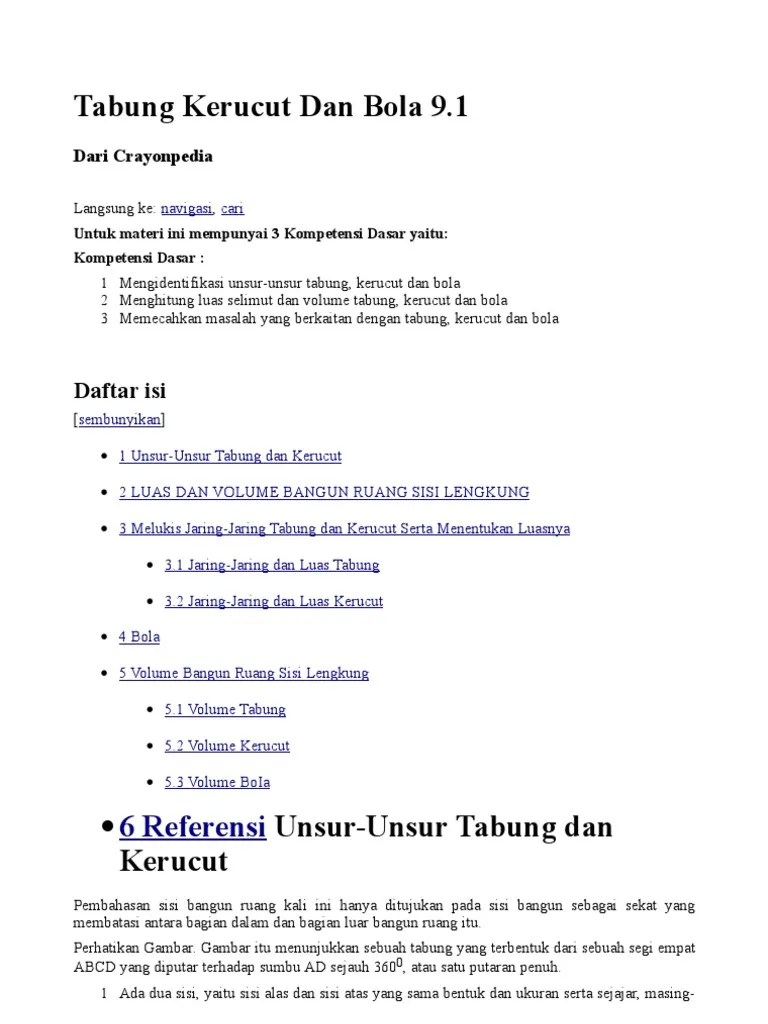 Tabung Kerucut Dan Bola 9 1 | PDF