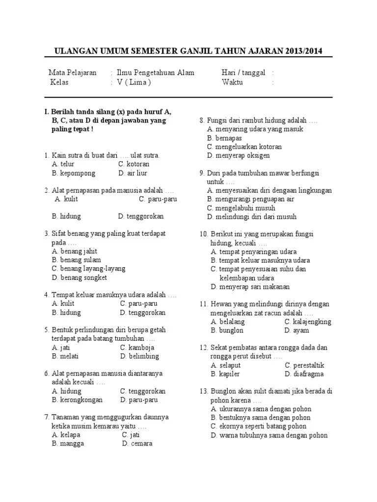 Ulangan Umum Semester Ganjil Tahun Ajaran 2011 Ipa | PDF