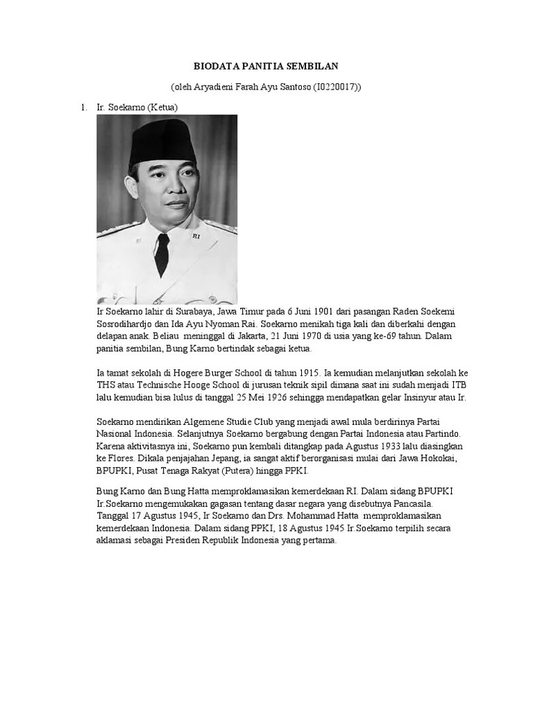 Biodata Panitia Sembilan | PDF