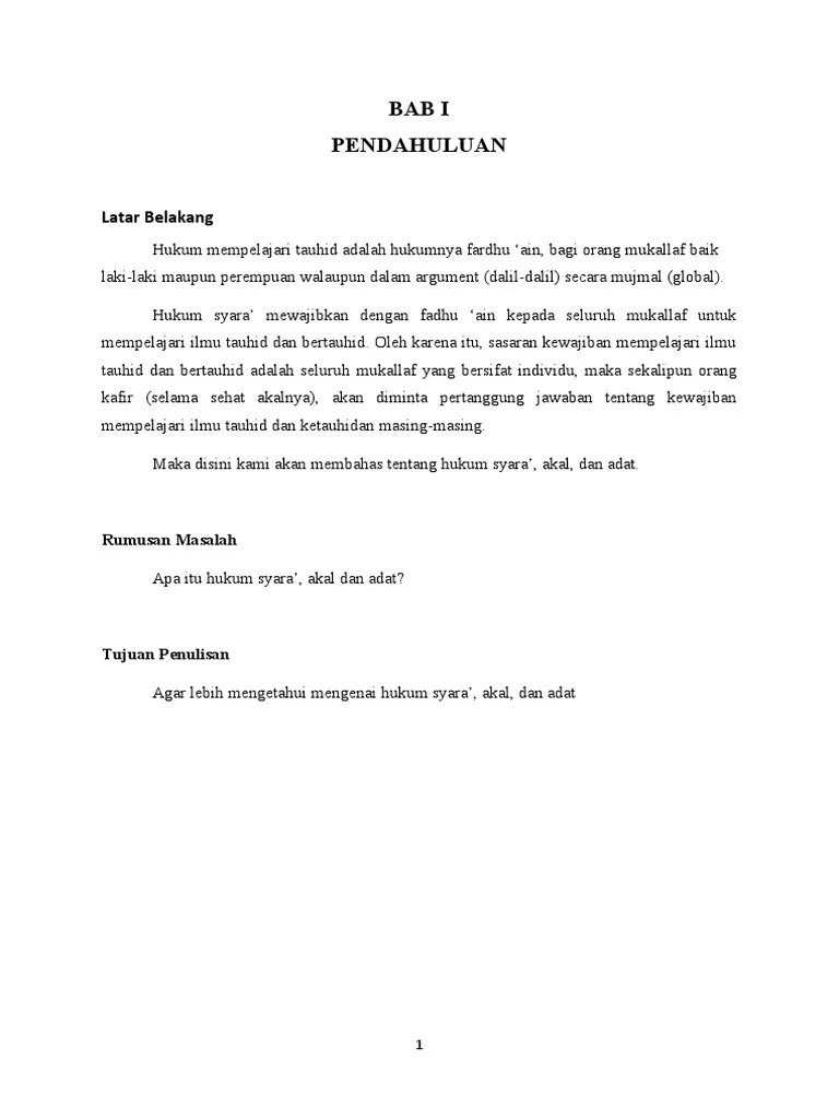 Hukum Syara', Akal, Adat | PDF