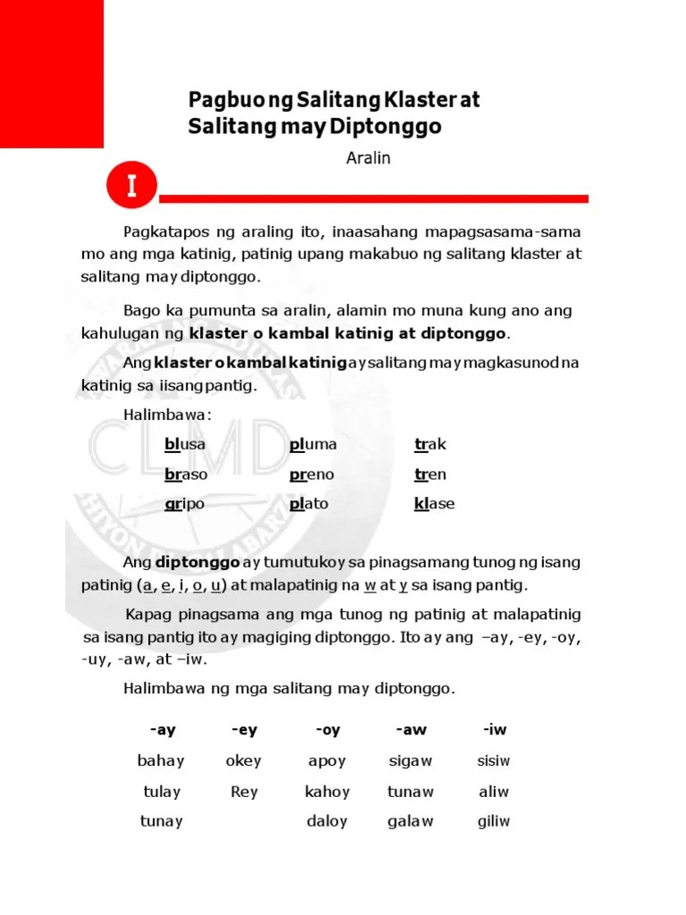 q4 fil3 week 1 pagbuo ng salitang klaster at salitang may diptonggo pdf