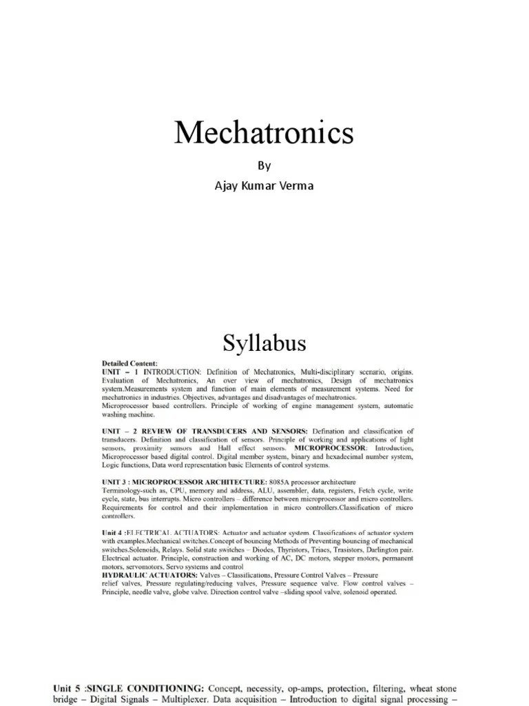 Virtual digital twins can be used for online optimization of an assembly process without the necessity to stop that is involved in a production . Mechatronics Introduction Pdf Mechatronics System