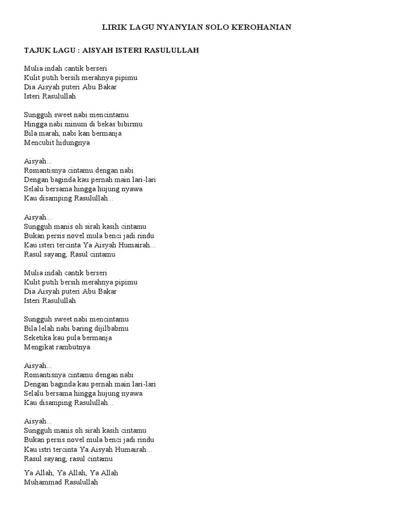 Lirik Lagu Nyanyian Solo Kerohanian Lelaki | PDF